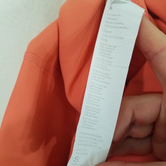 Fabletics PureLuxe Orange Crop Leggings with Sides Pockets Size S - Picture 8 of 8